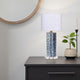 Flix Accent Table Lamp | 23" | White Linen | Blue Scalloped Ceramic