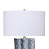 Flix Accent Table Lamp | 28’’ | White Linen | Blue Scalloped Ceramic