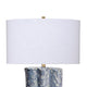 Flix Accent Table Lamp | 28’’ | White Linen | Blue Scalloped Ceramic