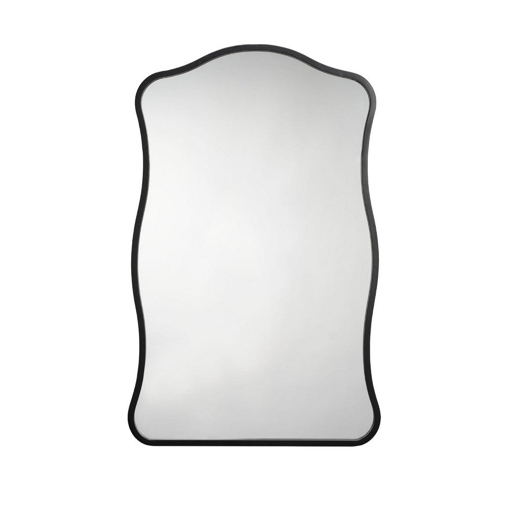 Ari Wall Mirror | 38’’ | Black Metal Wavy Frame | Hand Forged Iron