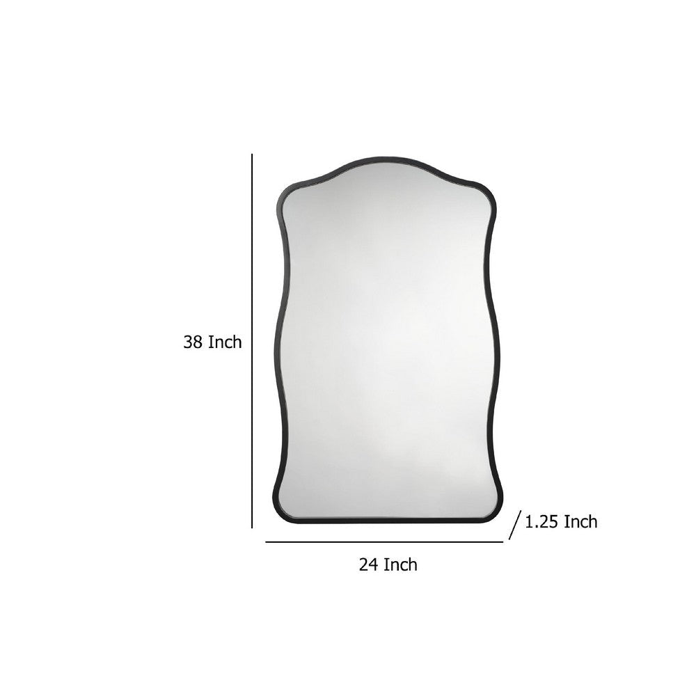 Ari Wall Mirror | 38’’ | Black Metal Wavy Frame | Hand Forged Iron