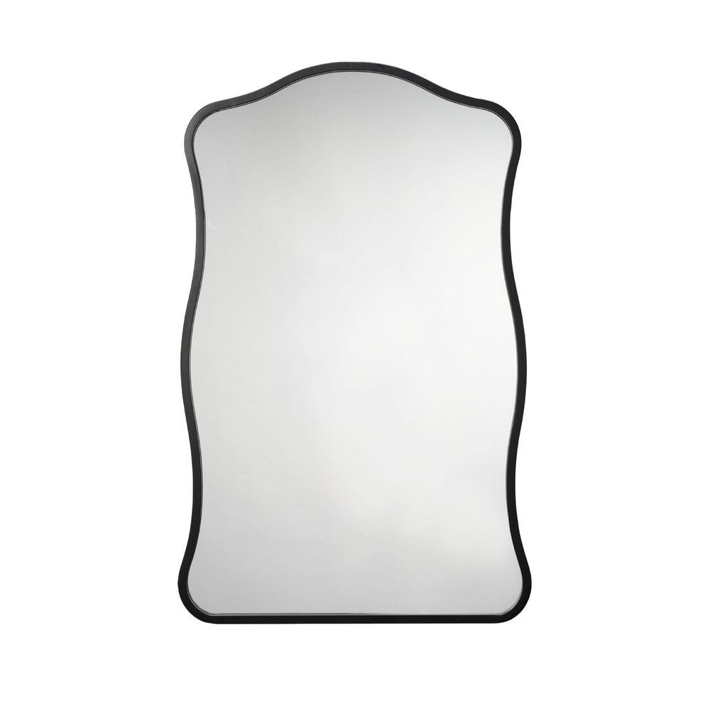 Ari Wall Mirror | 38" | Black Metal Wavy Frame | Hand Forged Iron