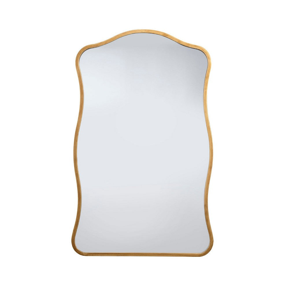 Ari Wall Mirror | 38’’ | Brass Metal Wavy Frame | Hand Forged Iron