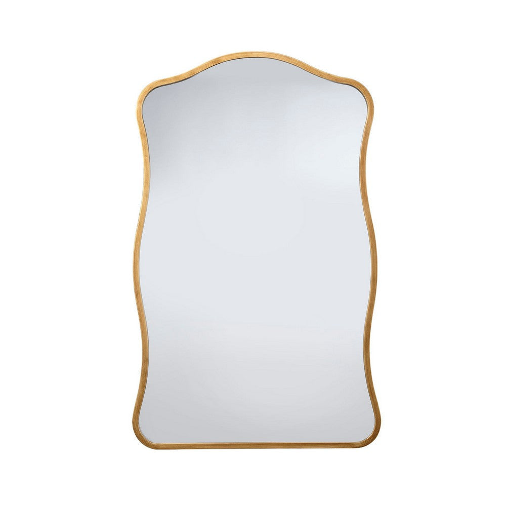 Ari Wall Mirror | 38" | Brass Metal Wavy Frame | Hand Forged Iron