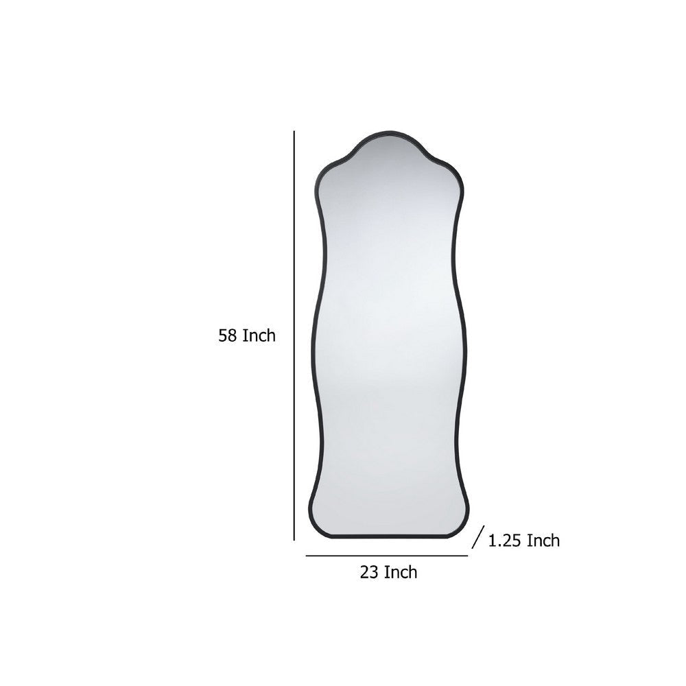 Ari Floor Mirror | 58’’ | Black Metal Wavy Frame | Hand Forged Iron