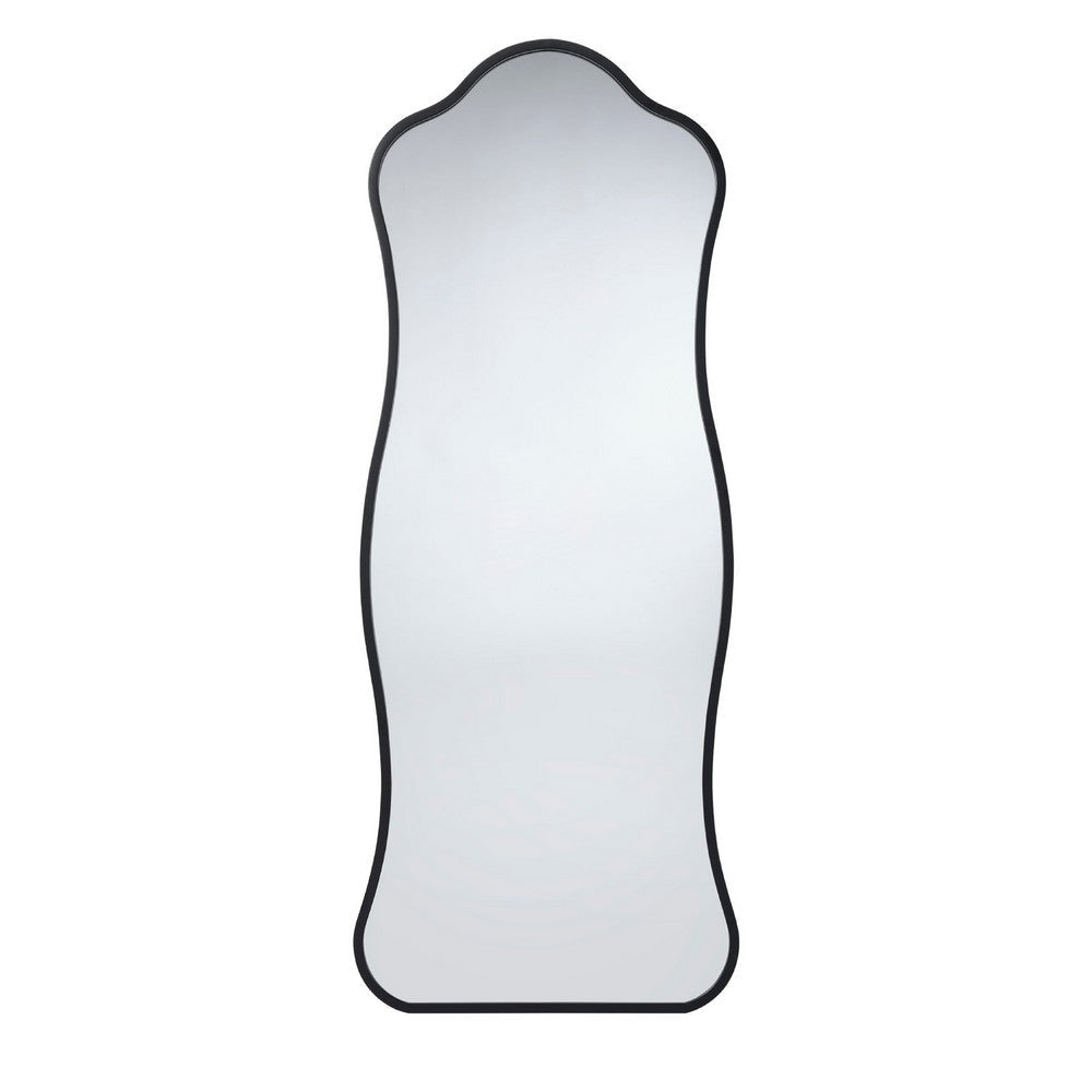 Ari Floor Mirror | 58" | Black Metal Wavy Frame | Hand Forged Iron