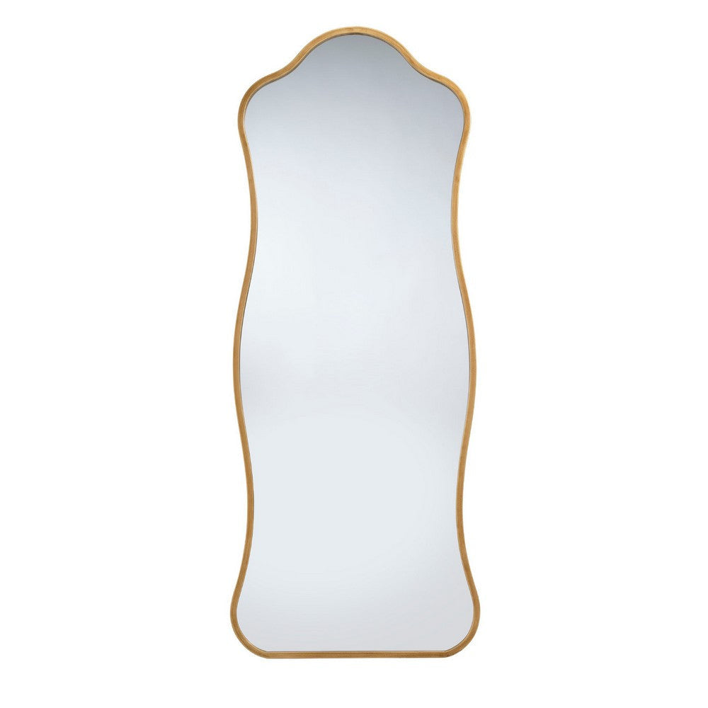 Ari Floor Mirror | 58’’ | Brass Metal Wavy Frame | Hand Forged Iron