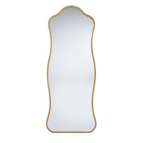 Ari Floor Mirror | 58" | Brass Metal Wavy Frame | Hand Forged Iron