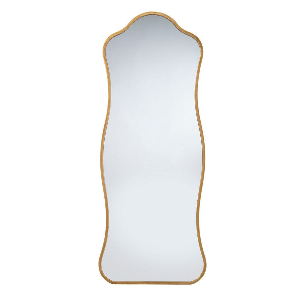 Ari Floor Mirror | 58" | Brass Metal Wavy Frame | Hand Forged Iron
