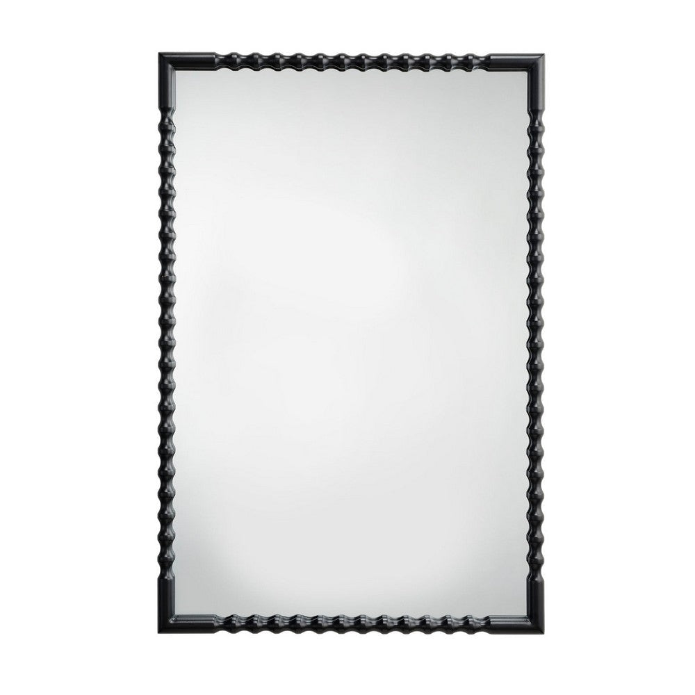Perz Accent Wall Mirror | 24x36 Rectangular Beaded Frame | Forged Iron BM334575