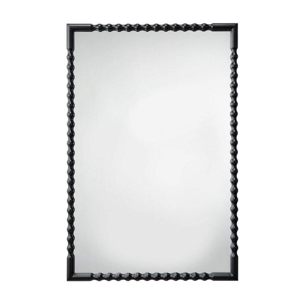 Perz Accent Wall Mirror | 24x36 Rectangular Beaded Frame | Forged Iron