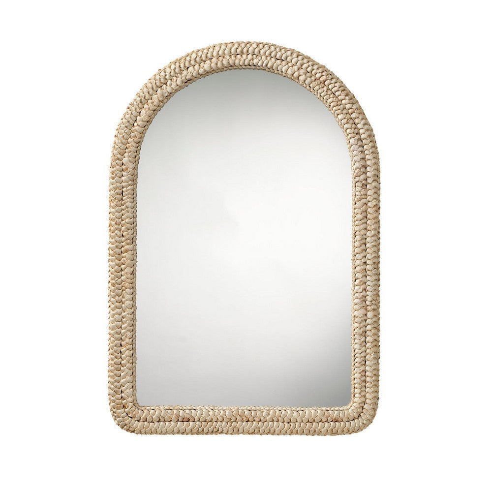 Grix Wall Mirror | 38" Brown Braided Arch Frame | Woven Cornhusk