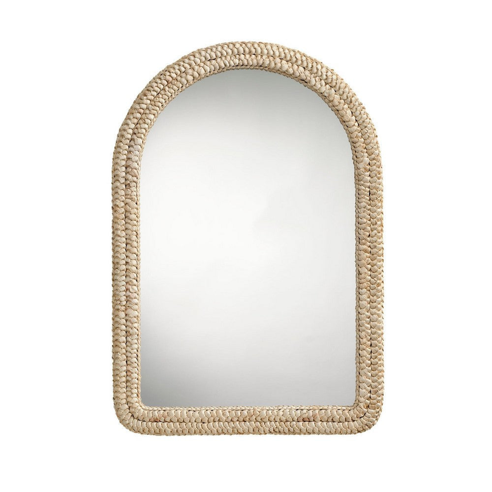 Grix Wall Mirror | 38’’ Brown Braided Arch Frame | Woven Cornhusk BM334577