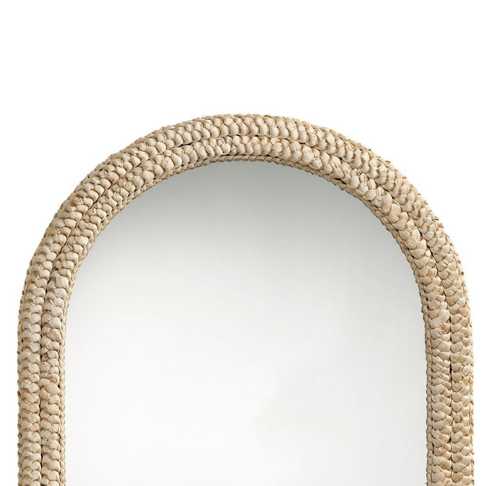 Grix Wall Mirror | 38’’ Brown Braided Arch Frame | Woven Cornhusk BM334577