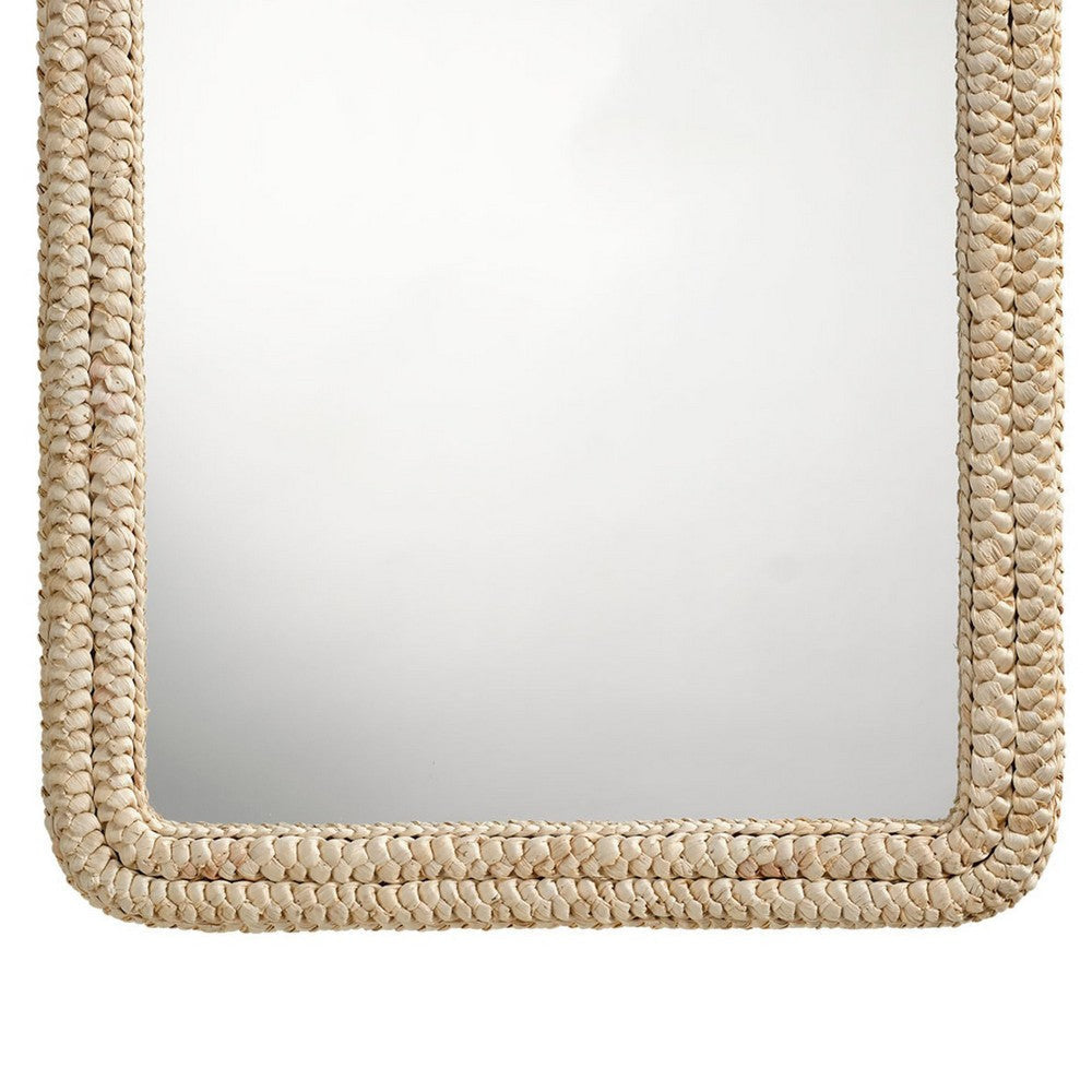 Grix Wall Mirror | 38’’ Brown Braided Arch Frame | Woven Cornhusk BM334577