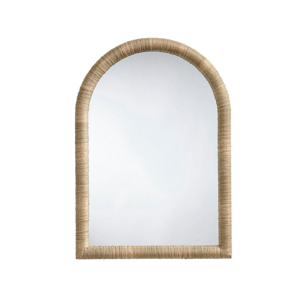 Tipz Wall Mirror | 34’’ Natural Brown Arch Frame | Woven Seagrass BM334578