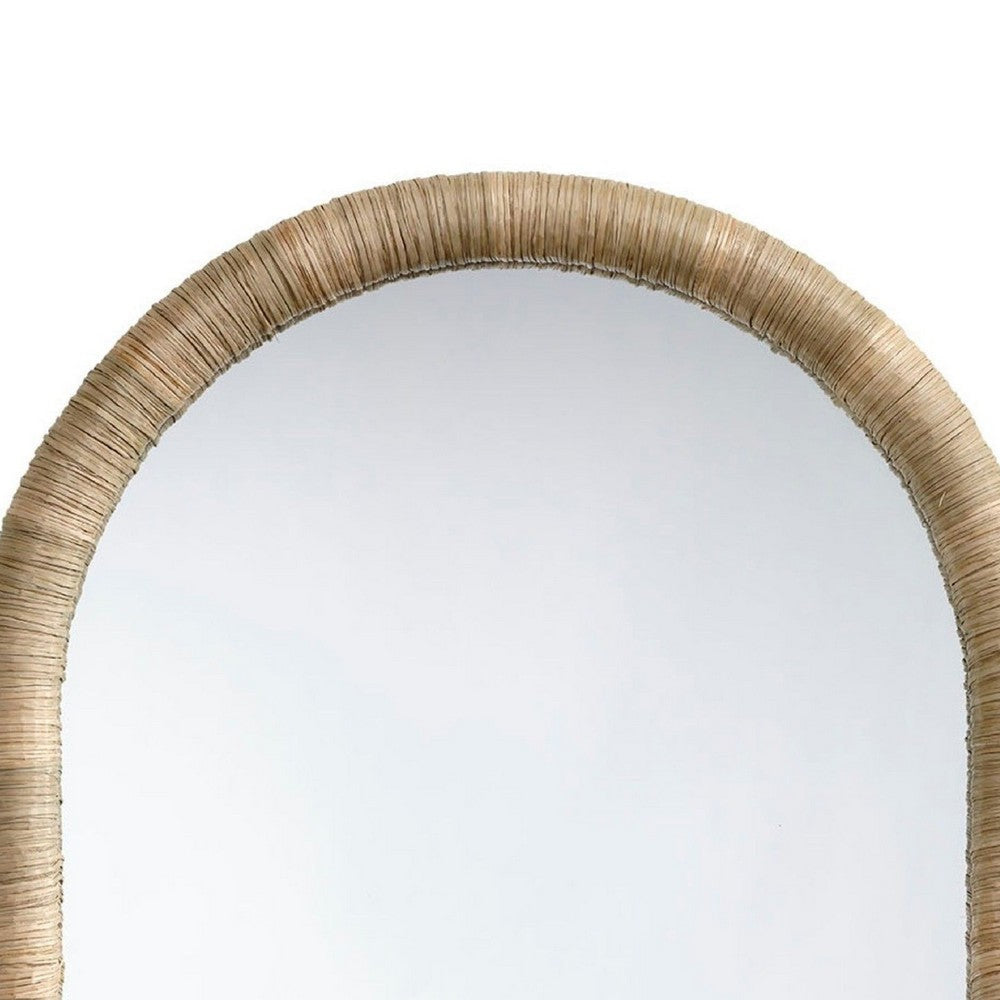 Tipz Wall Mirror | 34’’ Natural Brown Arch Frame | Woven Seagrass BM334578