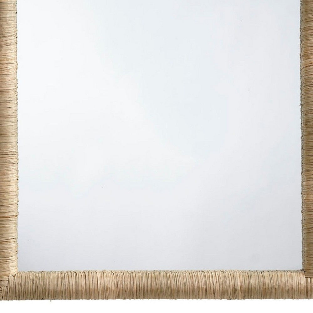 Tipz Wall Mirror | 34’’ Natural Brown Arch Frame | Woven Seagrass BM334578