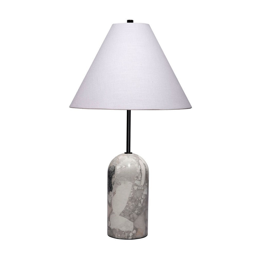 Hely Accent Table Lamp | Linen Cone Shade | Travertine Stone 28’’ BM334579
