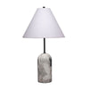 Hely Accent Table Lamp | Linen Cone Shade | Travertine Stone 28"