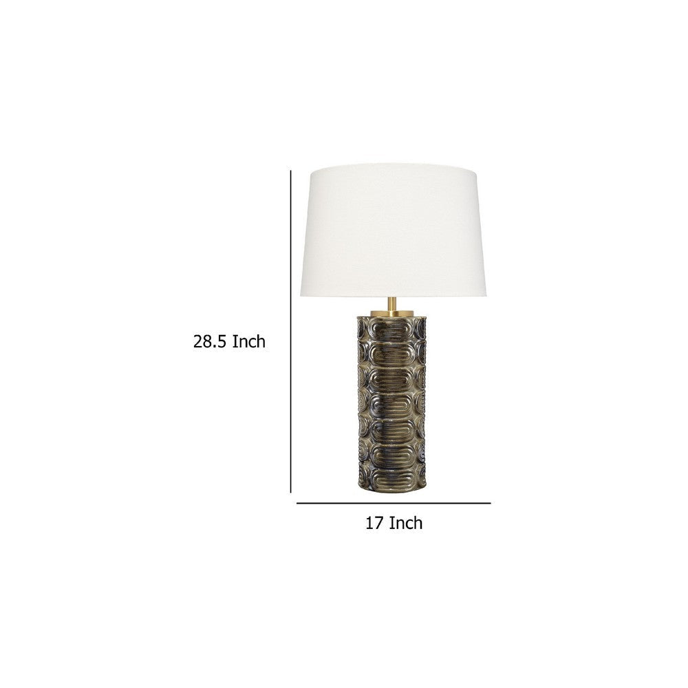 Wrix Accent Table Lamp | White Linen Shade | Ceramic Brown Base 29’’ BM334580