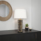 Wrix Accent Table Lamp | White Linen Shade | Ceramic Brown Base 29"