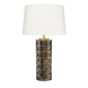 Wrix Accent Table Lamp | White Linen Shade | Ceramic Brown Base 29"