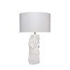 Sery Table Lamp | Linen Shade | Matte White Textured Ceramic 31’’ BM334581