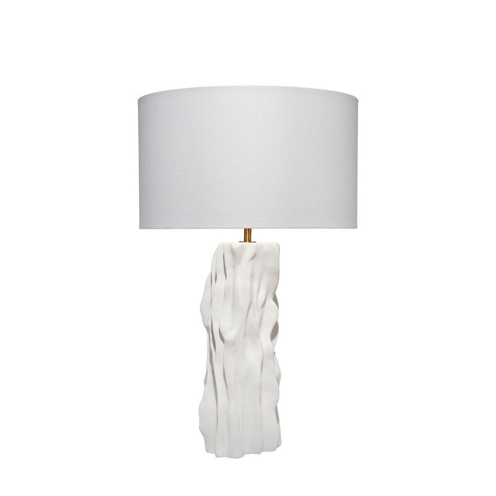 Sery Table Lamp | Linen Shade | Matte White Textured Ceramic 31’’ BM334581