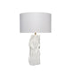 Sery Table Lamp | Linen Shade | Matte White Textured Ceramic 31’’ BM334581