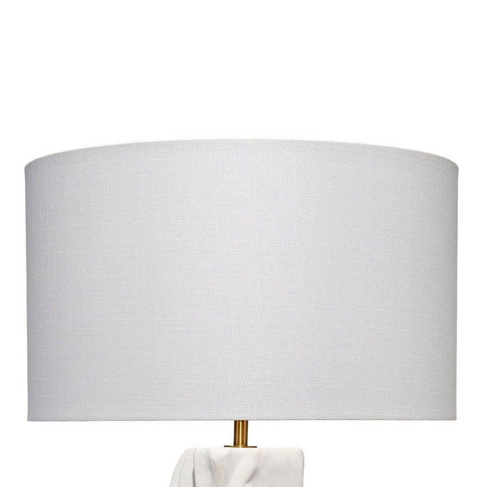 Sery Table Lamp | Linen Shade | Matte White Textured Ceramic 31’’ BM334581