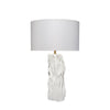 Sery Table Lamp | Linen Shade | Matte White Textured Ceramic 31"