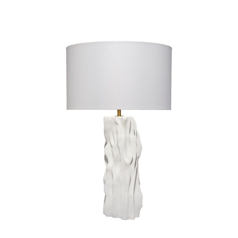 Sery Table Lamp | Linen Shade | Matte White Textured Ceramic 31"