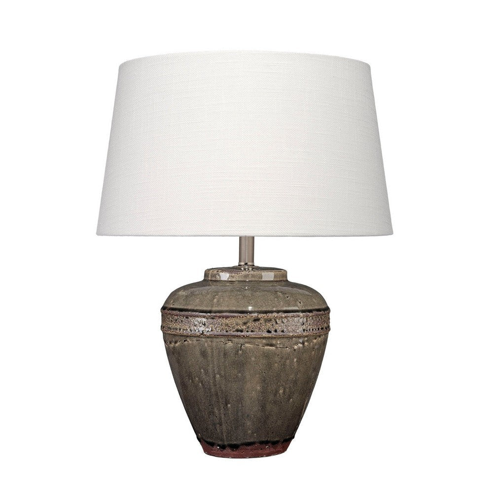 Avo Accent Table Lamp | White Linen | Antique Ceramic Design 25’’ BM334582