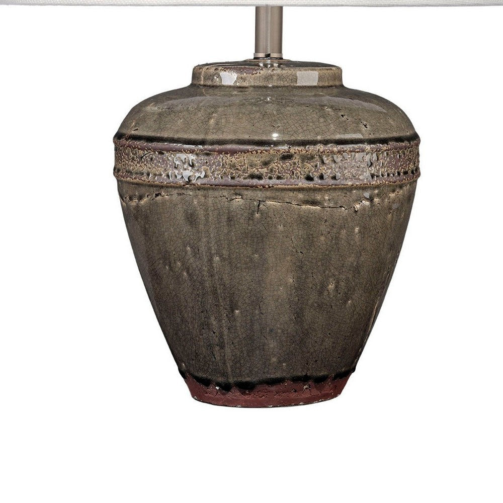 Avo Accent Table Lamp | White Linen | Antique Ceramic Design 25’’ BM334582