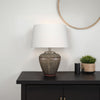 Avo Accent Table Lamp | White Linen | Antique Ceramic Design 25"