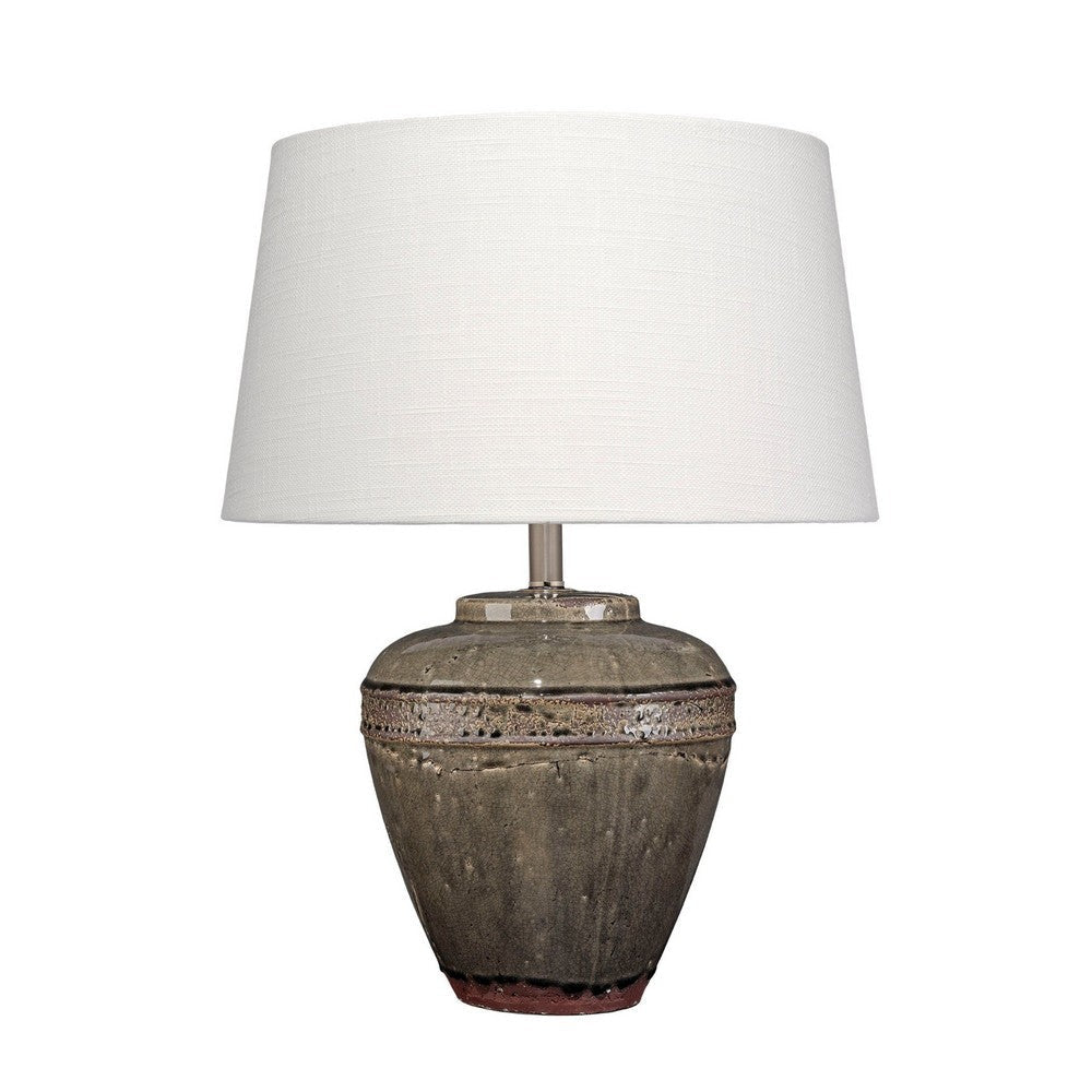 Avo Accent Table Lamp | White Linen | Antique Ceramic Design 25"