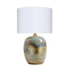 Sivy Accent Table Lamp | Linen | Round Abstract Ceramic Blue 26’’ BM334583