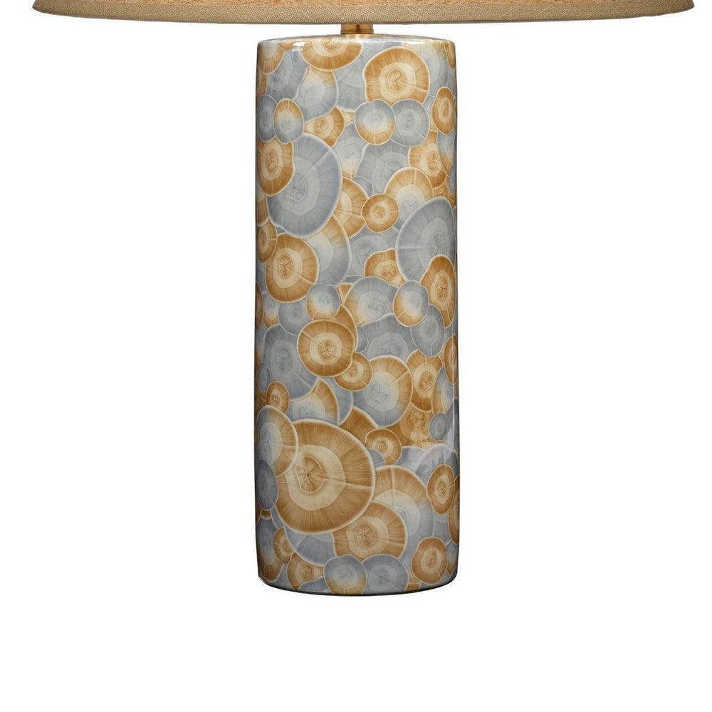 Eriy Accent Table Lamp | Brown Raffia Cone Shade | Blue Abstract 29’’ BM334584
