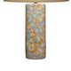 Eriy Accent Table Lamp | Brown Raffia Cone Shade | Blue Abstract 29’’ BM334584