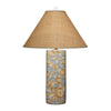 Eriy Accent Table Lamp | Brown Raffia Cone Shade | Blue Abstract 29"