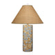 Eriy Accent Table Lamp | Brown Raffia Cone Shade | Blue Abstract 29"