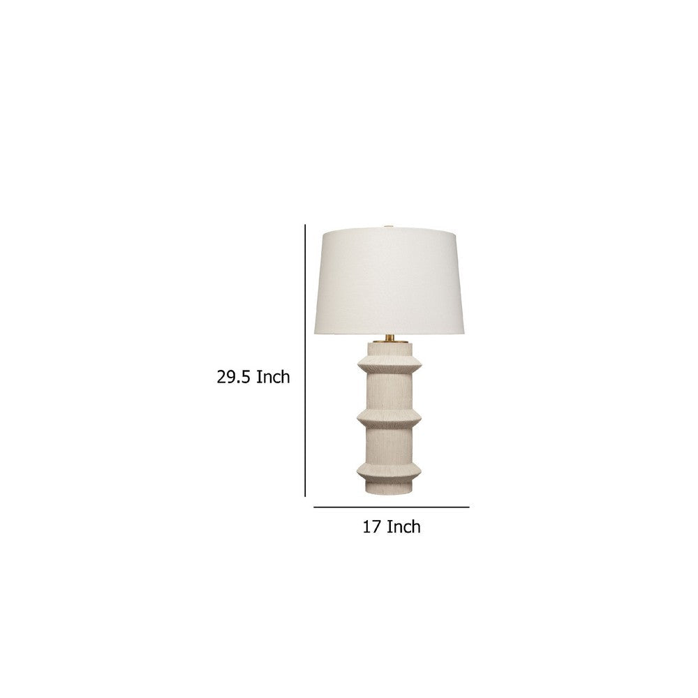 Disy Accent Table Lamp | Linen | Turned Sculptural Polyresin 30’’ BM334585