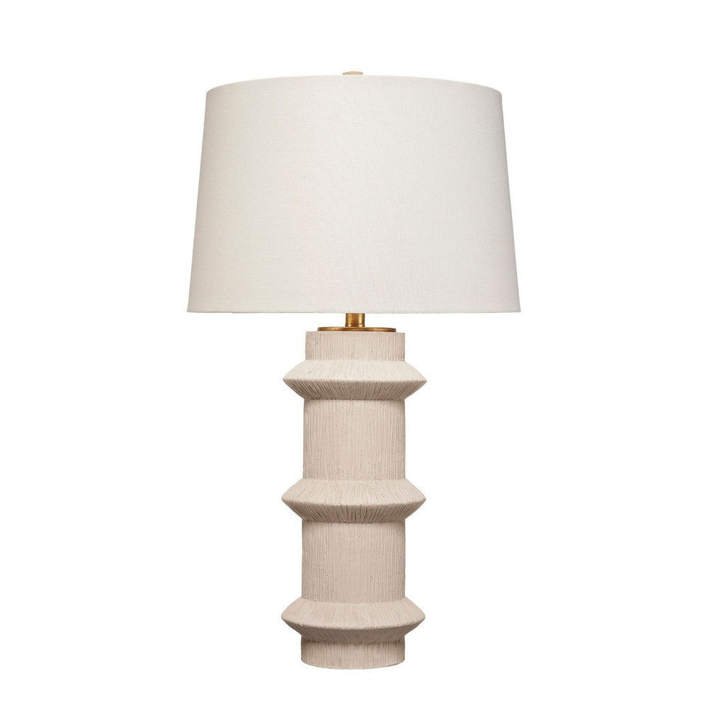 Disy Accent Table Lamp | Linen | Turned Sculptural Polyresin 30"