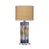 Absy Accent Table Lamp | Brown Oval Raffia Shade | Abstract Blue 23’’ BM334586
