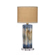 Absy Accent Table Lamp | Brown Oval Raffia Shade | Abstract Blue 23’’ BM334586
