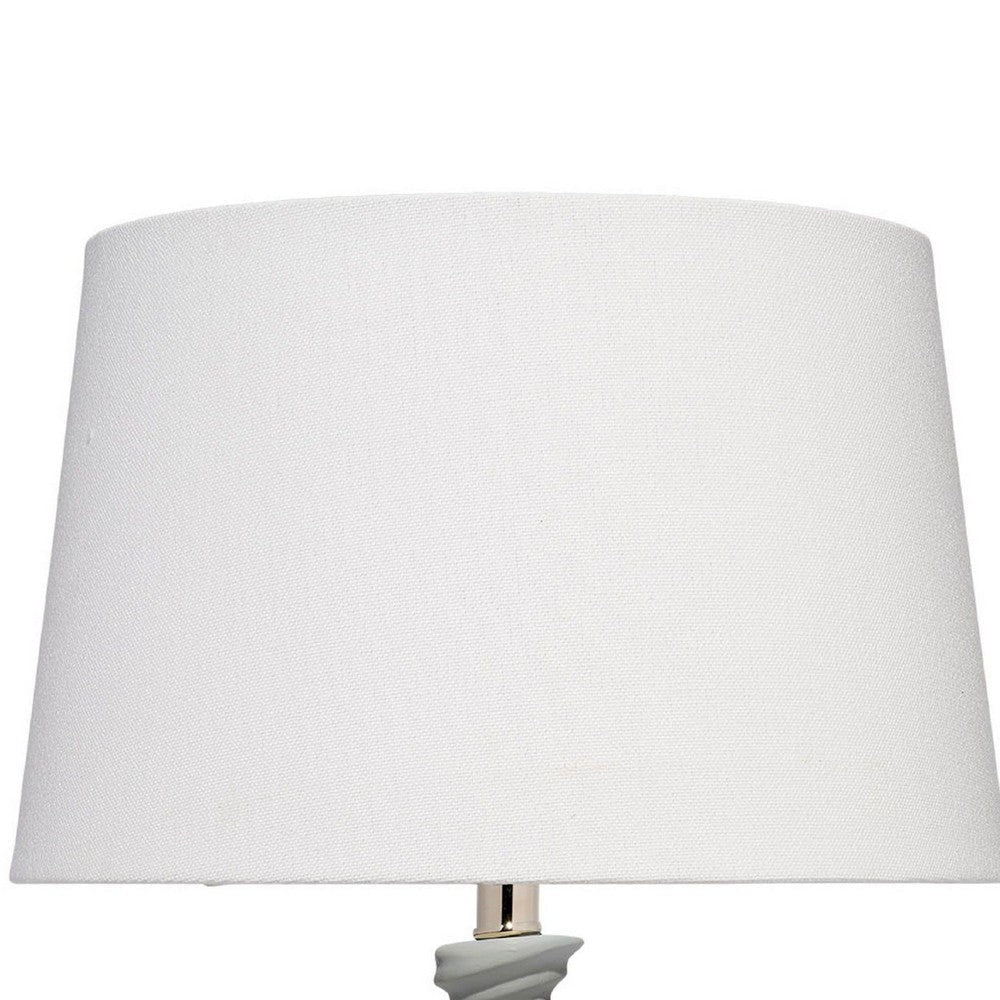 Ozy Accent Table Lamp | Linen Shade | Light Blue Turned Ceramic 23’’ BM334588