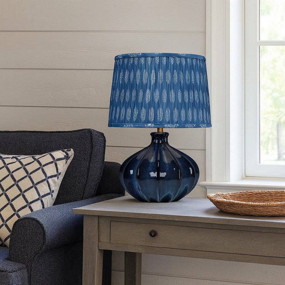 Resy Accent Table Lamp | Cotton | Classic Royal Blue and White 20"