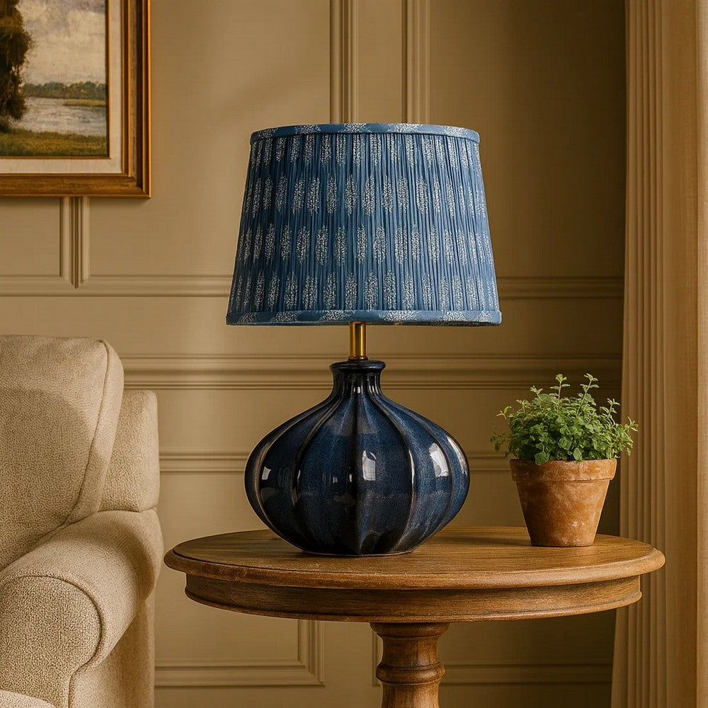 Resy Accent Table Lamp | Cotton | Classic Royal Blue and White 20"