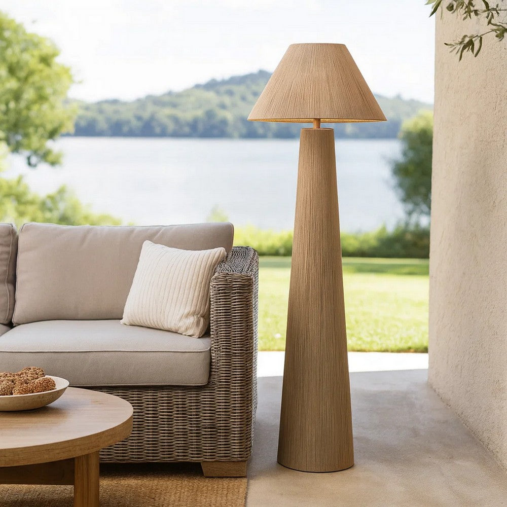 Teny Accent Floor Lamp | Tapered Shade | Brown Jute Wrapped Base 61"